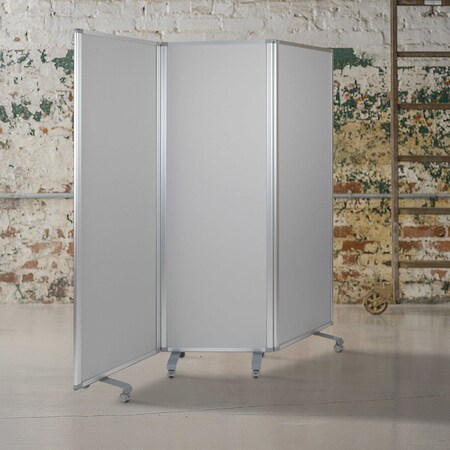 Flash Furniture Mobile Whiteboard/Cloth Partition with Casters BR-PTT001-3-MP-60183-GG